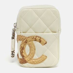 Chanel Cambon Ligne Off White Quilted Leather Coin Purse